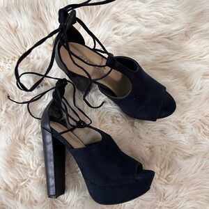 NWOT navy platform heels!
